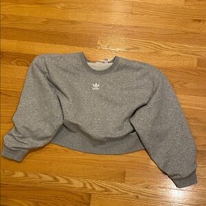 Adidas crop Gray Crew Neck Sweater